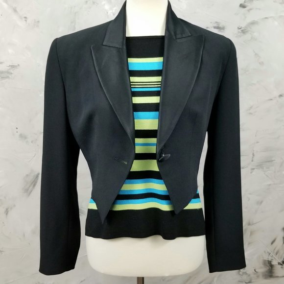 GEOGIOU STUDIO Blue, Green, Black Knit Cami Top - Picture 6 of 7